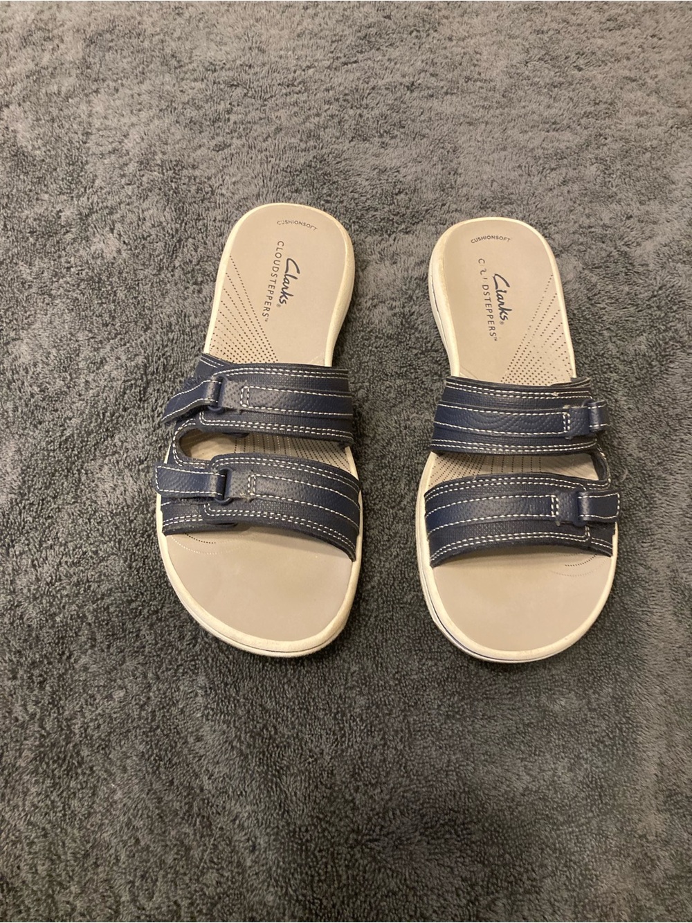 Clarks Navy Slide Sandals